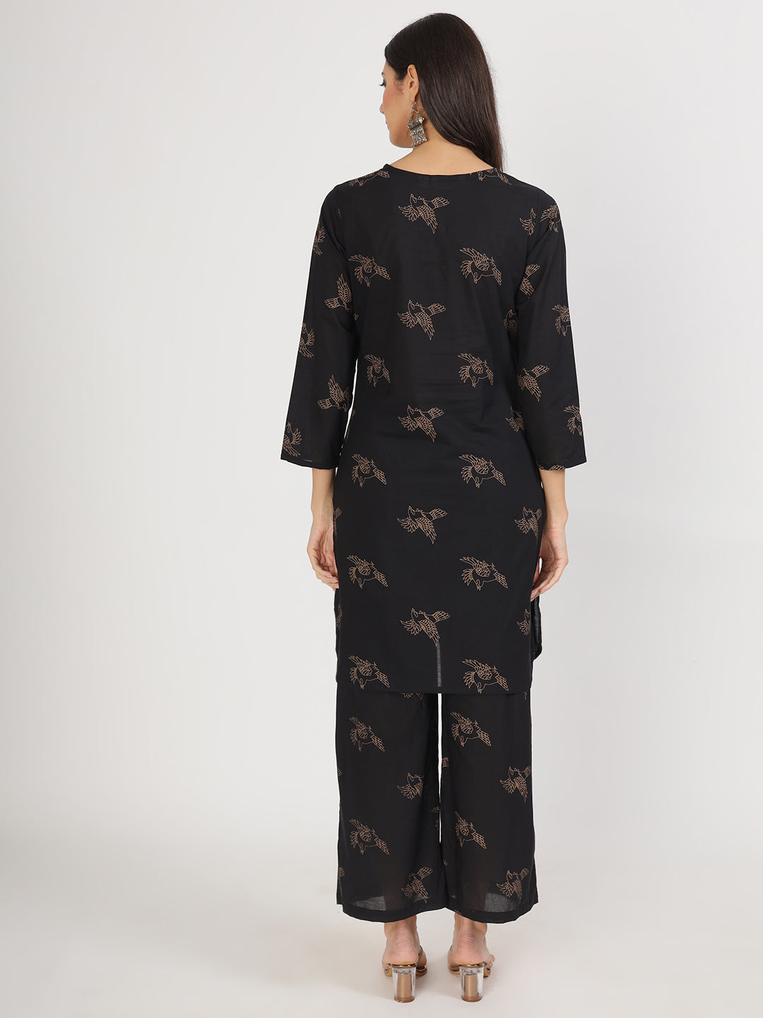 Noe Velarro Black Printed Kurta with Trouser Co-Ord Set