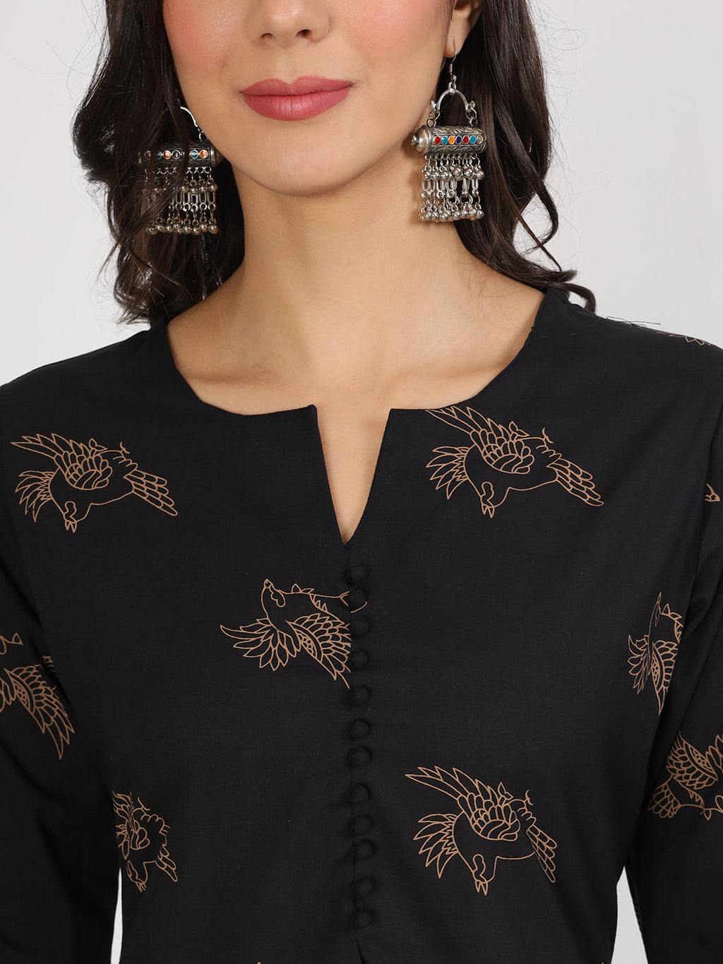 Noe Velarro Black Printed Kurta with Trouser Co-Ord Set