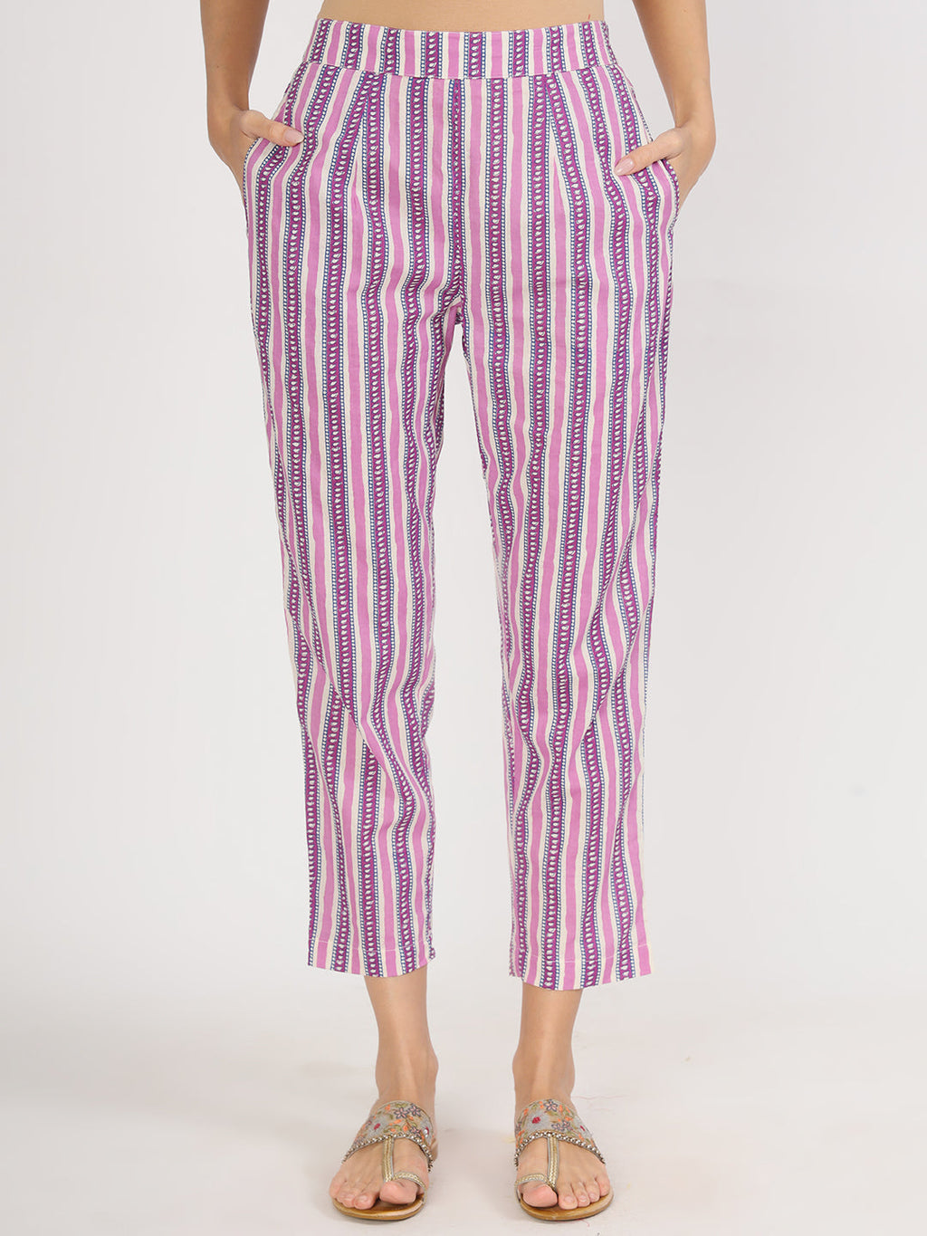 Noe Velarro Purple Floral Printed Straight Kurta Pant Set