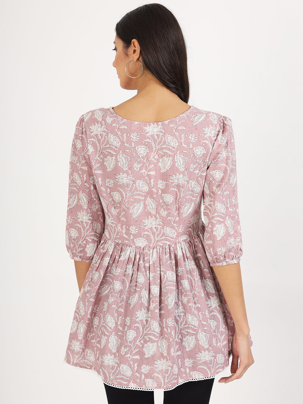 Noe Velarro Pink Floral Printed Cotton Top