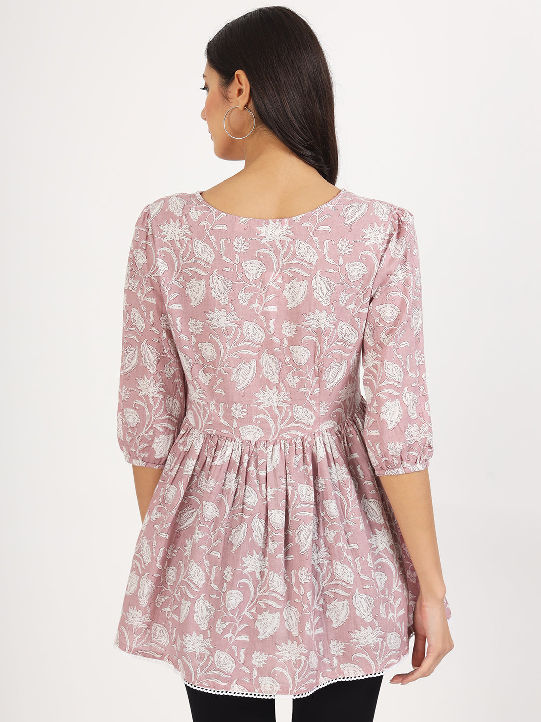 Noe Velarro Pink Floral Printed Cotton Top