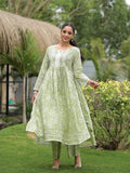 Noe Velarro Green Floral Print Cotton Nyra Cut Kurta Pant Set