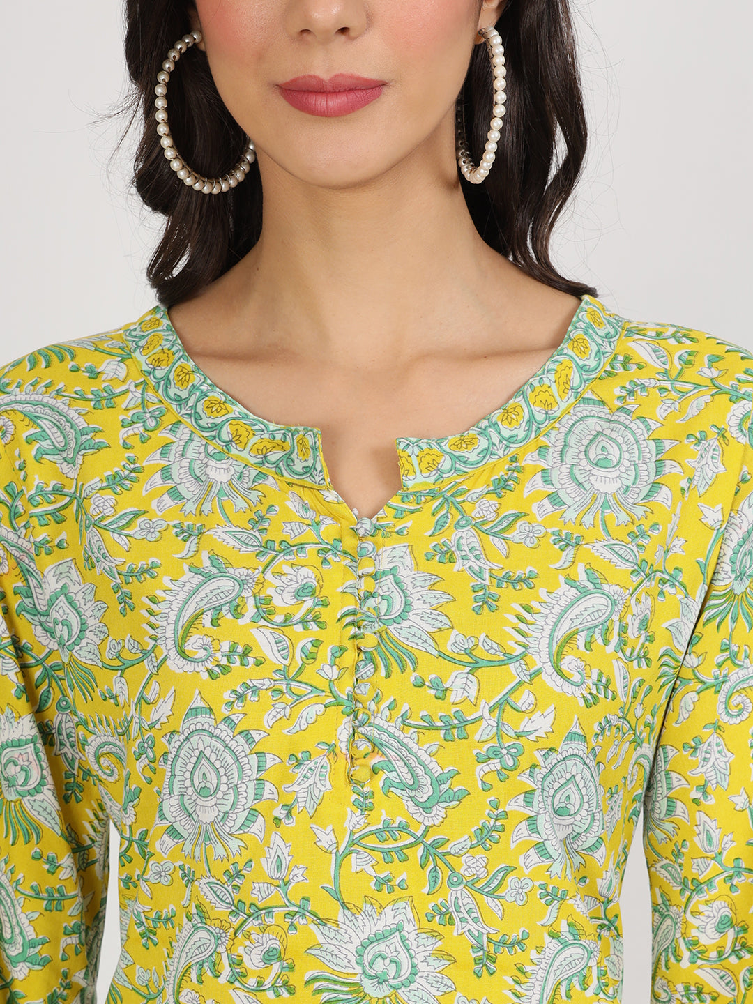Noe Velarro Mustard Floral Print Rayon Co-ord set