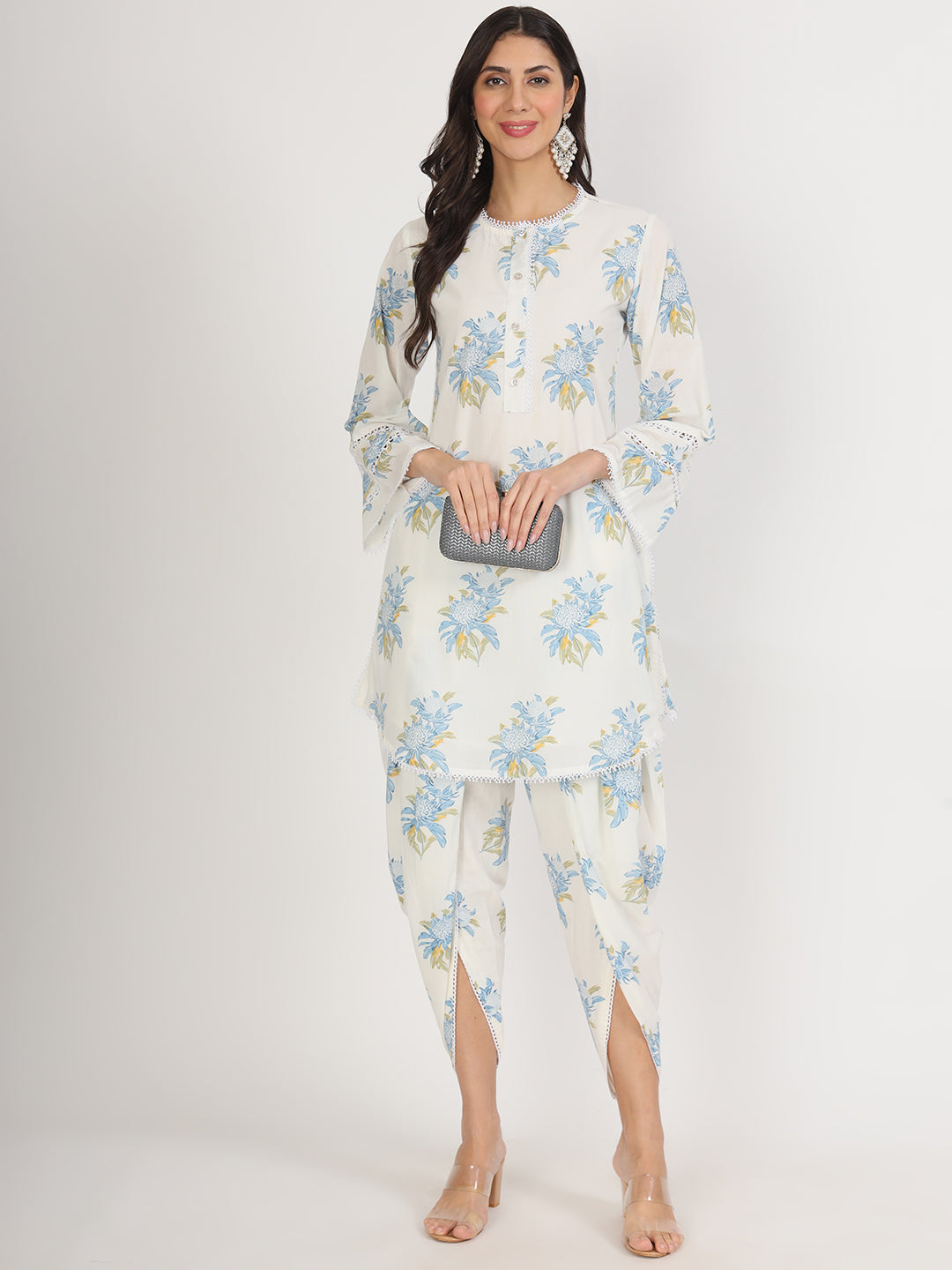 Noe Velarro off White Floral Print Cotton Co-ord set