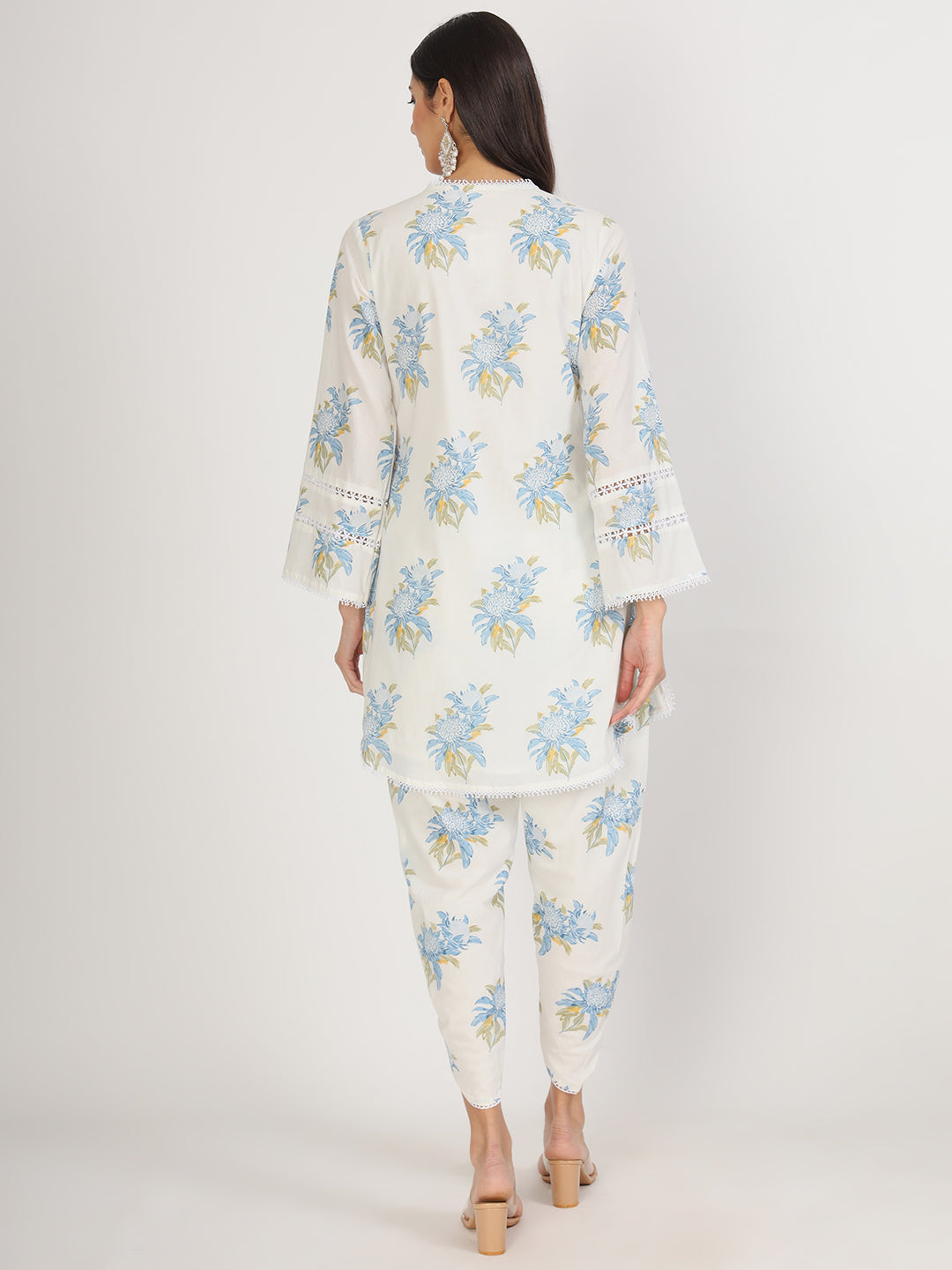 Noe Velarro off White Floral Print Cotton Co-ord set