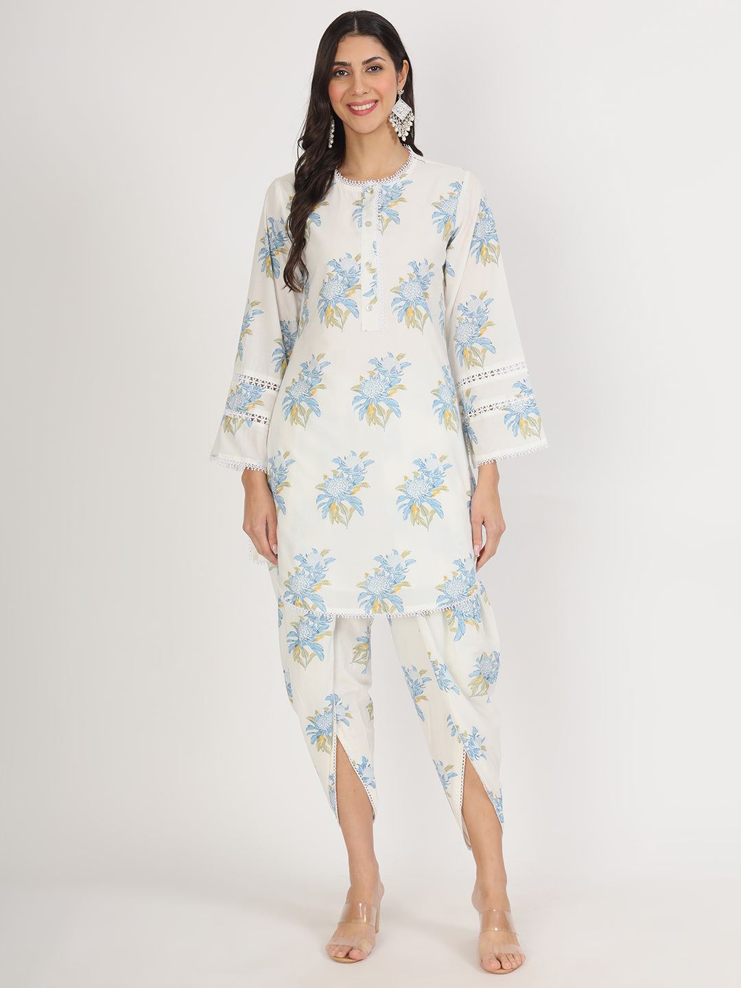 Noe Velarro off White Floral Print Cotton Co-ord set