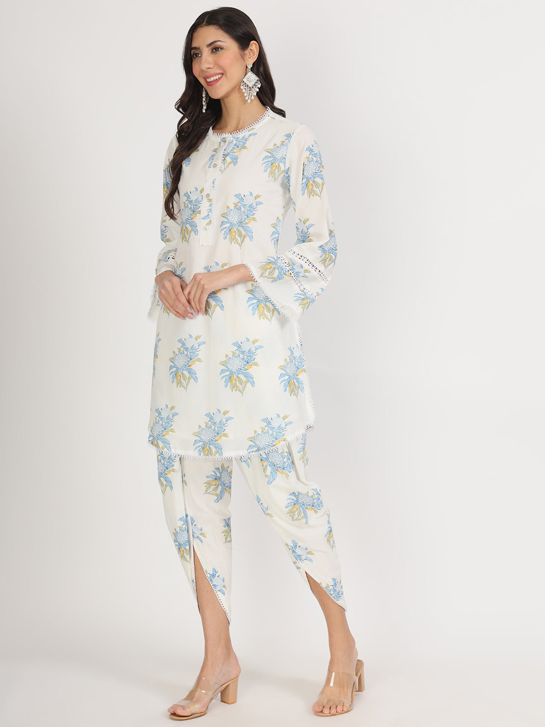 Noe Velarro off White Floral Print Cotton Co-ord set