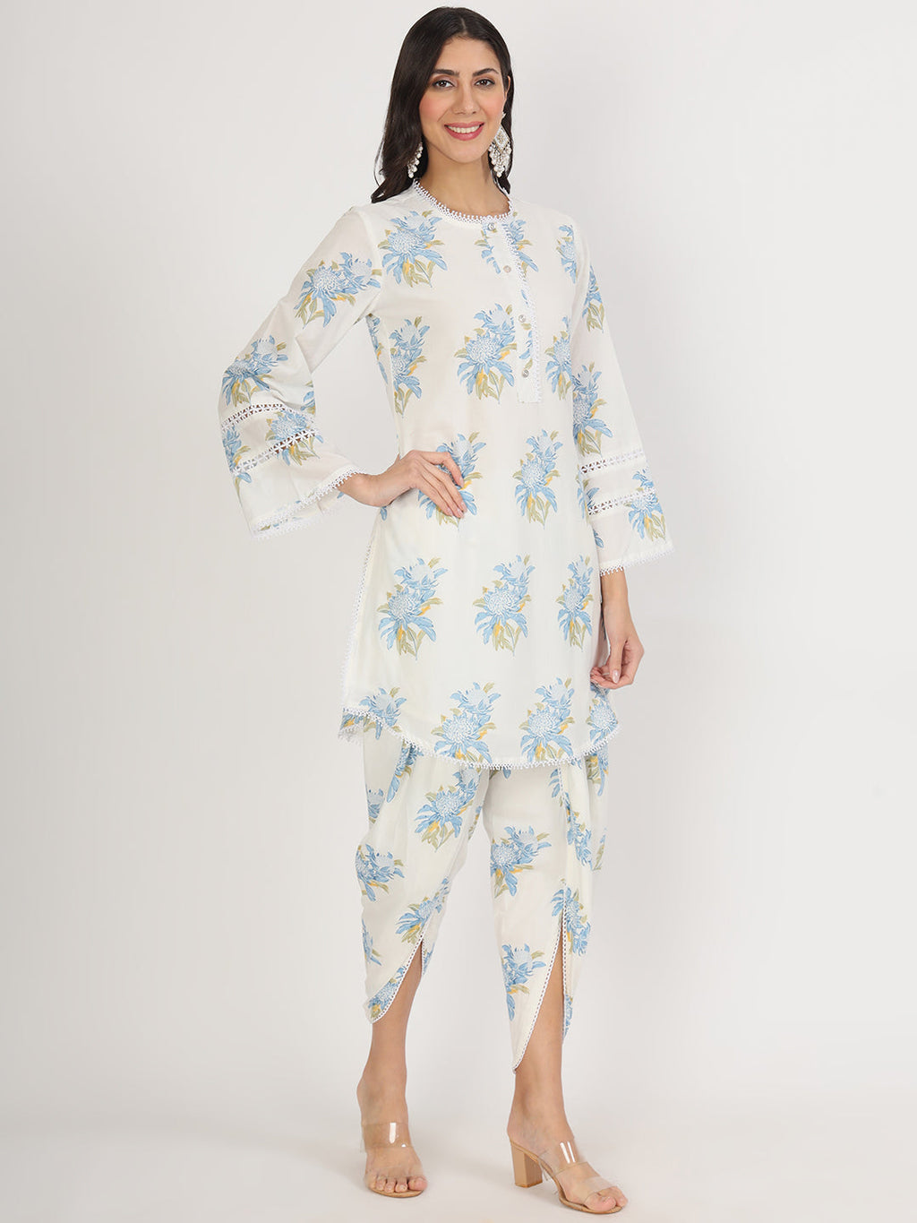 Noe Velarro off White Floral Print Cotton Co-ord set