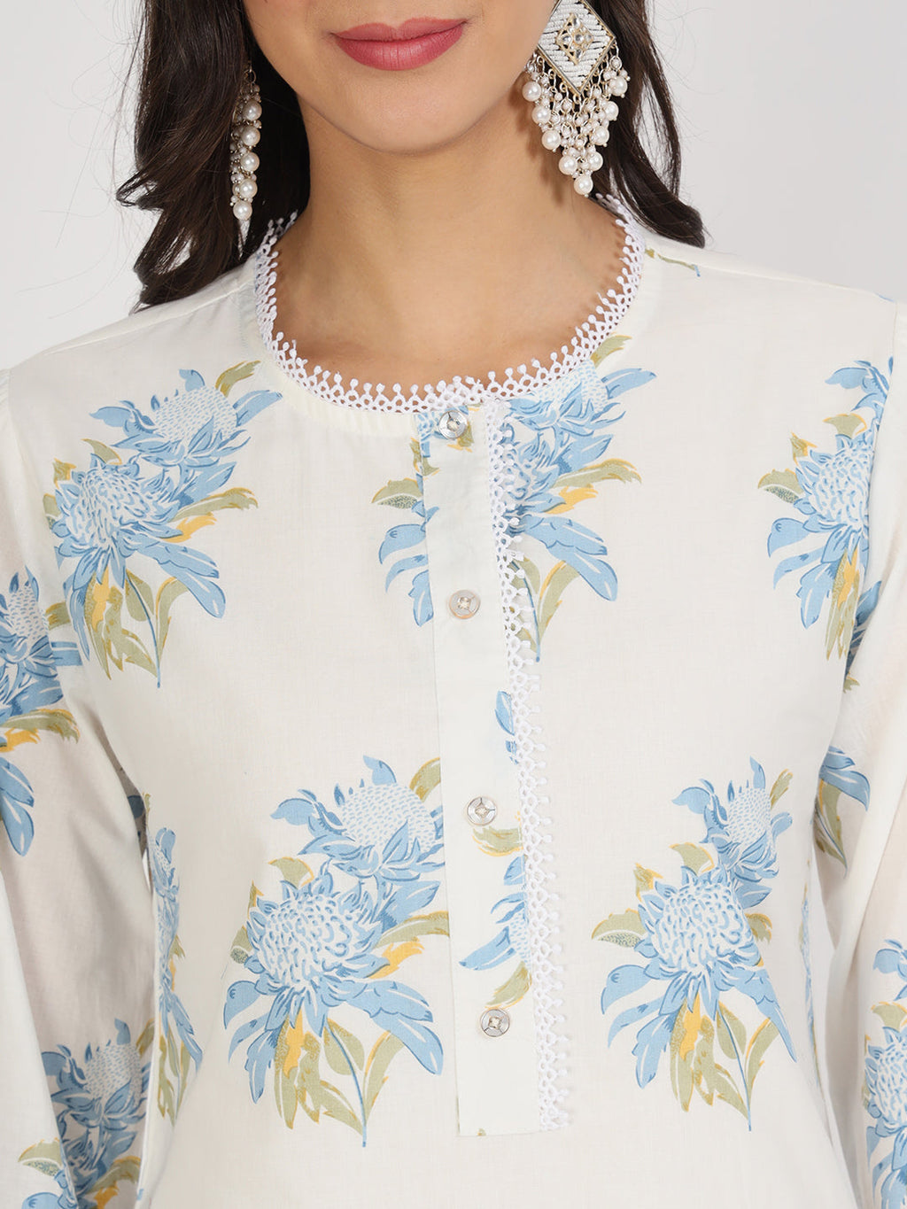 Noe Velarro off White Floral Print Cotton Co-ord set