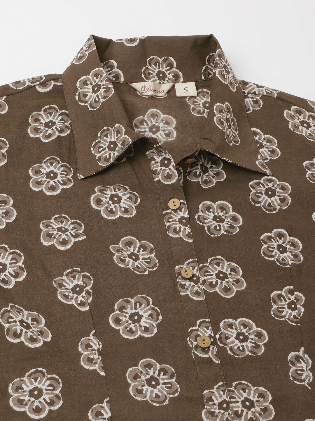 Noe Velarro Brown Block Printed Casual Women Shirts