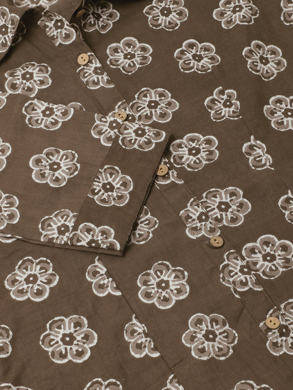 Noe Velarro Brown Block Printed Casual Women Shirts