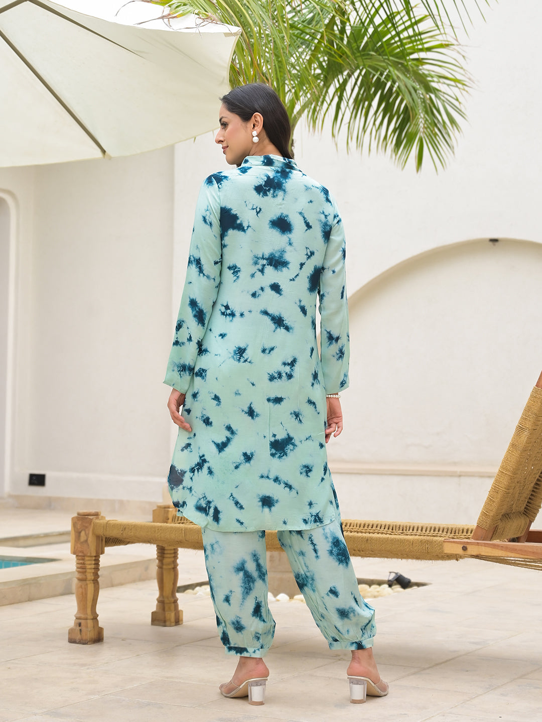 Noe Velarro Tie Dye Green Muslin Co-ord Set for Women