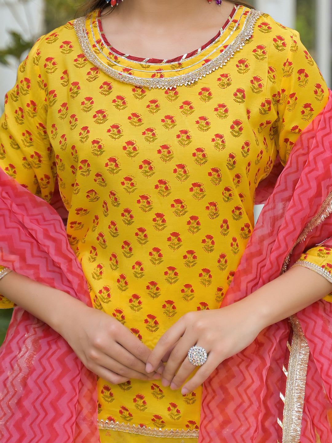 Noe Velarro Yellow Muslin Kurti Sharara with Dupatta