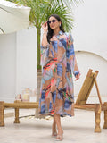 Noe Velarro Blue Multi Digital Printed Chinon Kaftan
