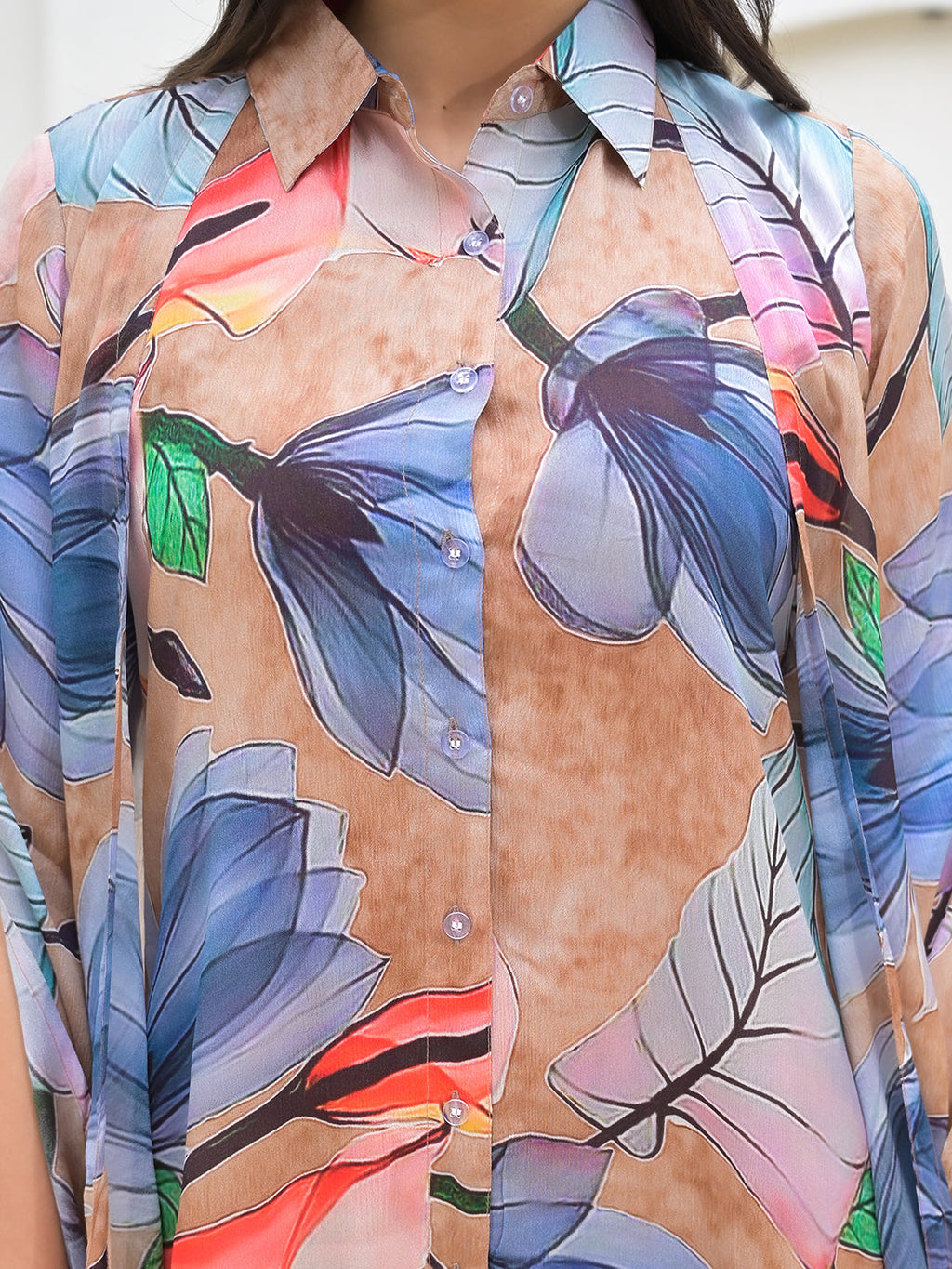 Noe Velarro Blue Multi Digital Printed Chinon Kaftan
