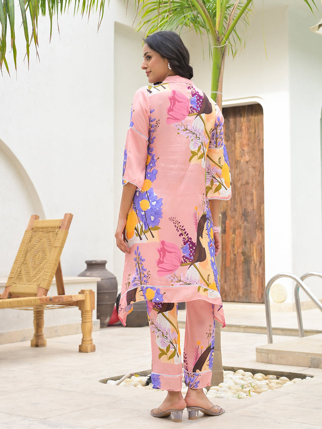 Noe Velarro Pink Multi Digital Printed Muslin Co-ord set