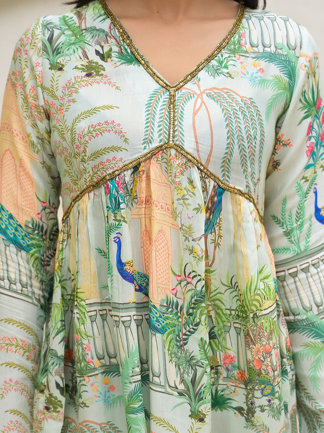 Noe Velarro Green Digital Printed Muslin Co-ord set