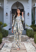 Noe Velarro Teal Digital Print Muslin Fabric Staright Co-ord set