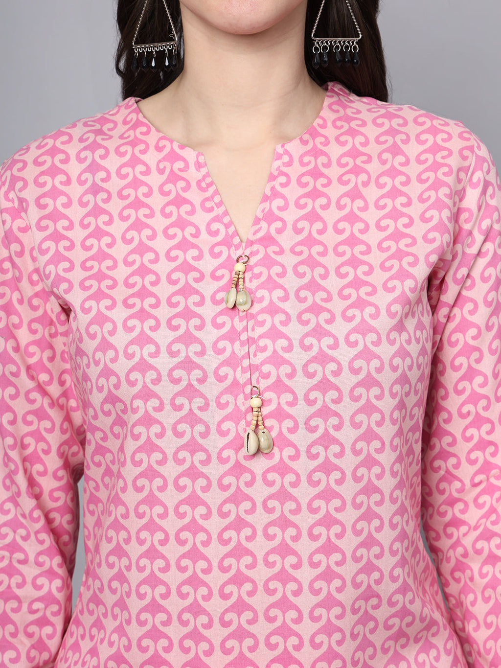Noe Velarro Pink Floral Print Rayon Fabric Staright Co-ord set