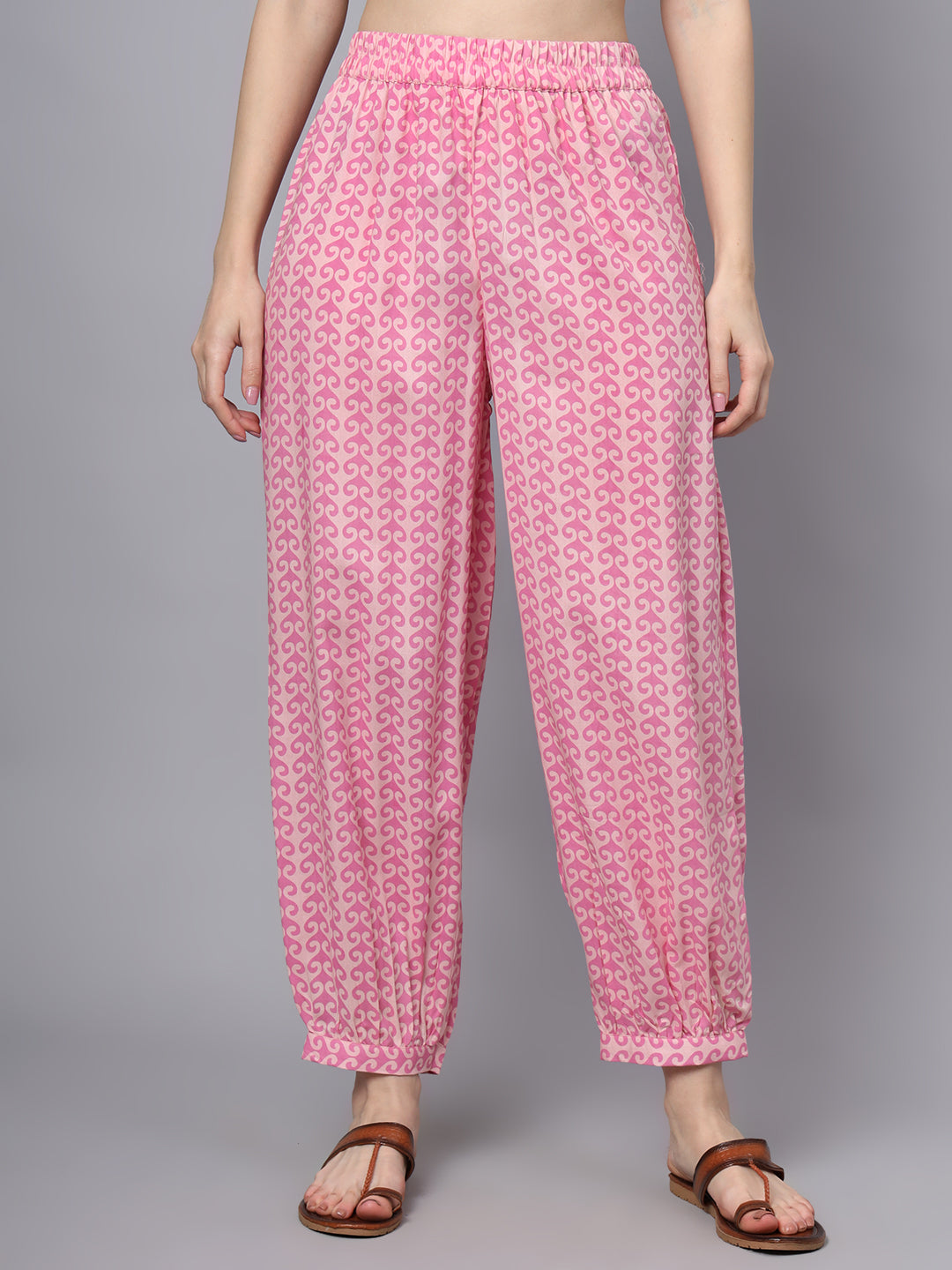 Noe Velarro Pink Floral Print Rayon Fabric Staright Co-ord set