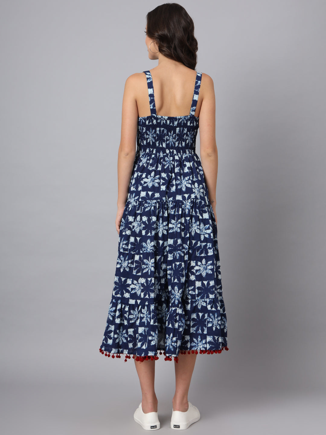 Noe Velarro Blue Printed Cotton Fabric Fit & Flare Dress