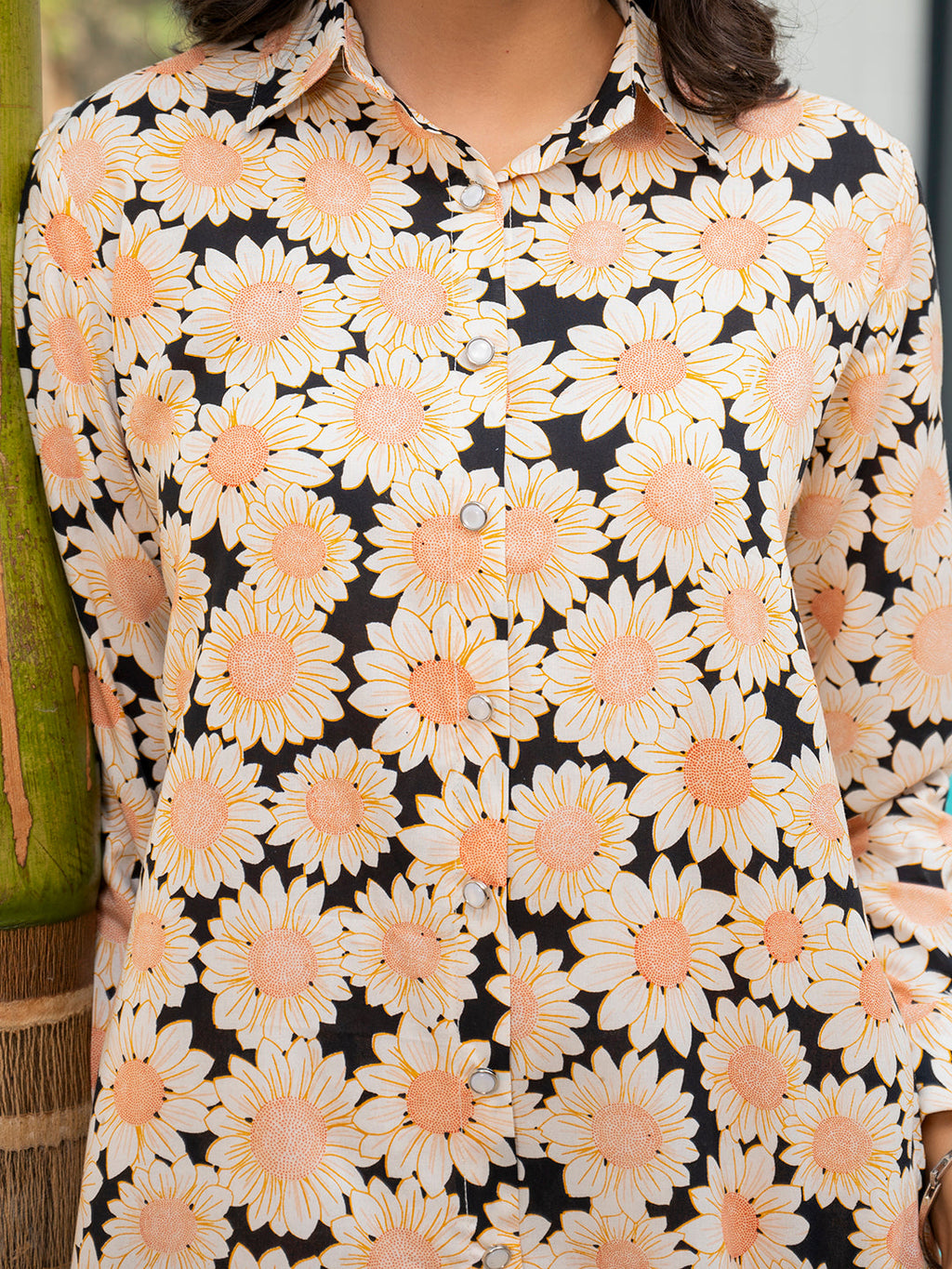 Noe Velarro Black Floral Printed Rayon Co-ord Set