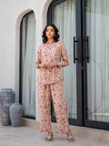 Noe Velarro Purple Multi Floral Printed Rayon Co-ord Set