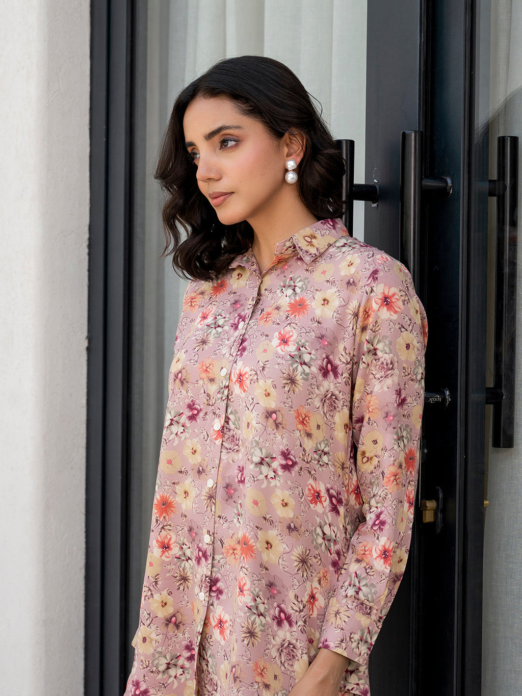 Noe Velarro Purple Multi Floral Printed Rayon Co-ord Set