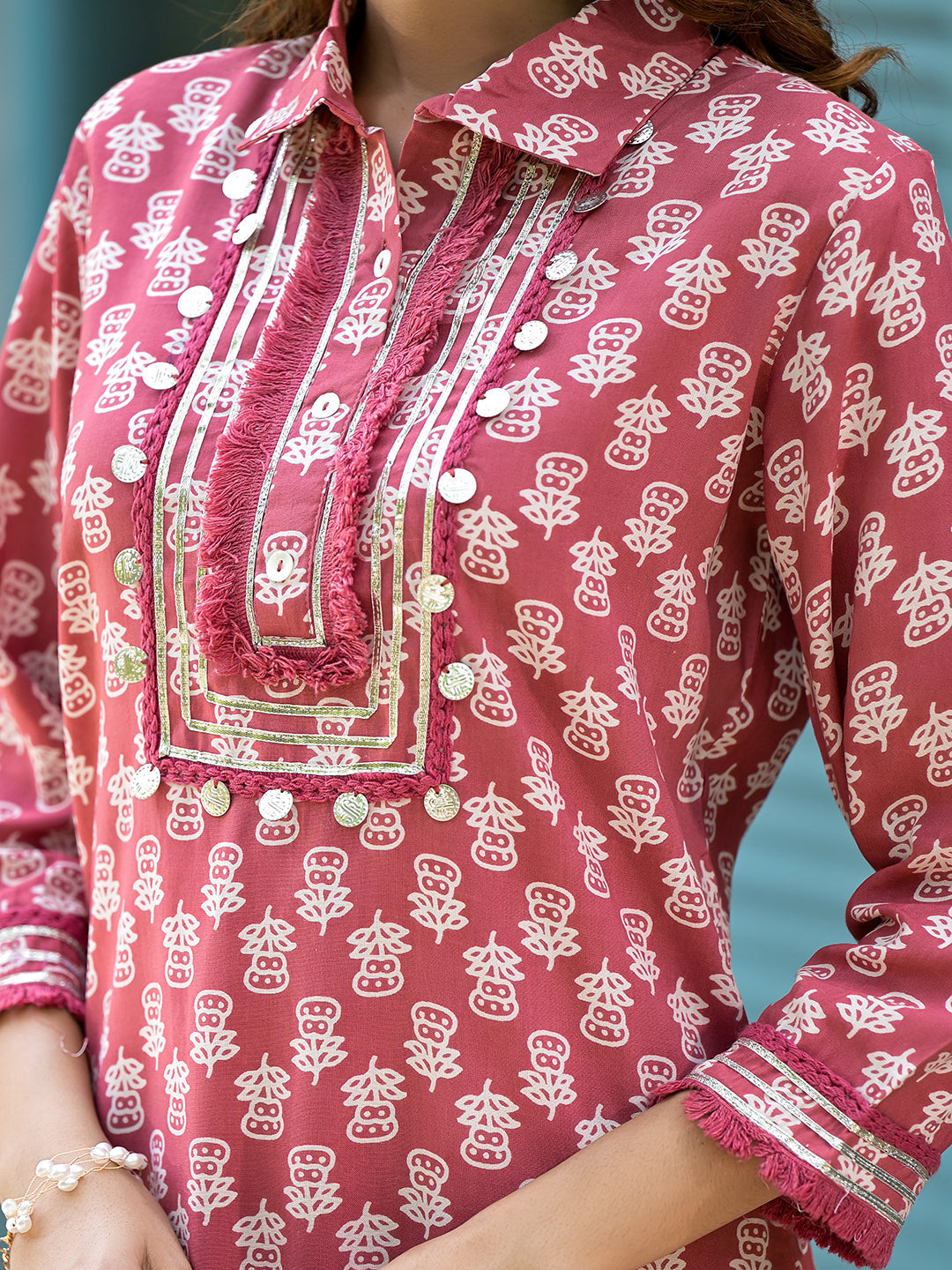 Noe Velarro Peach Cotton Straight Knee Long Co-Ord Set or Pathani Suit