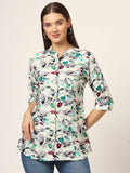 Noe Velarro Multicolor Printed Rayon Fabric Shirt Style Top