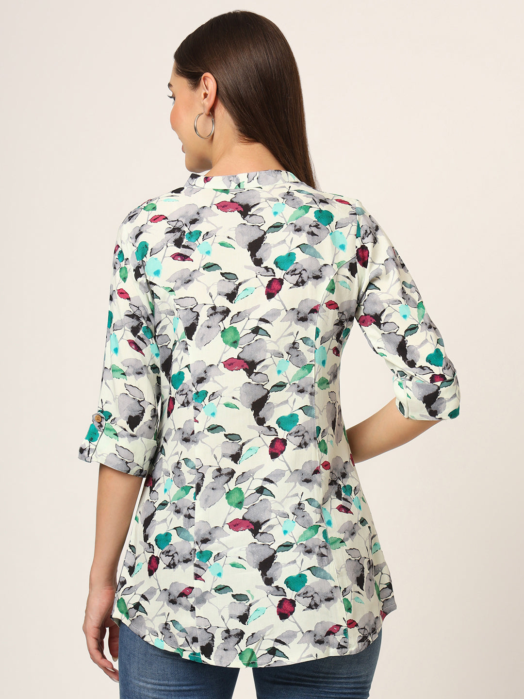 Noe Velarro Multicolor Printed Rayon Fabric Shirt Style Top