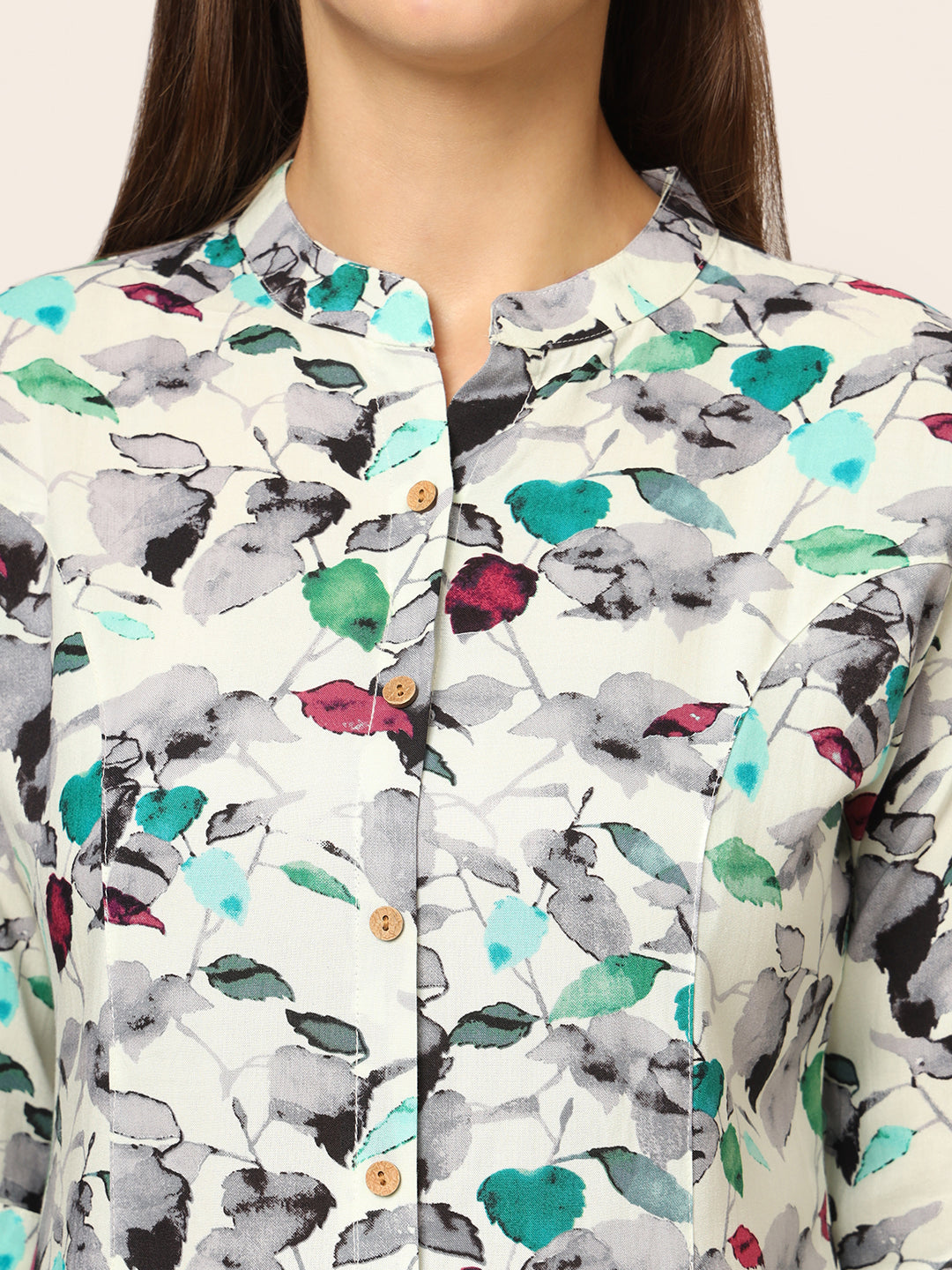 Noe Velarro Multicolor Printed Rayon Fabric Shirt Style Top