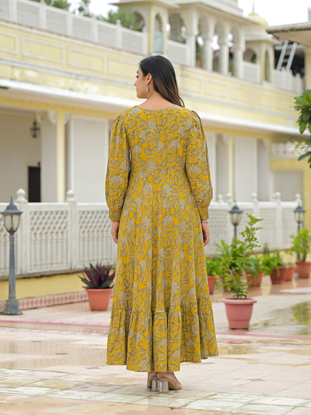 Noe Velarro Mustard Rayon Flare Dress