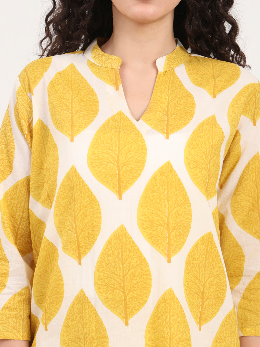 Noe Velarro Yellow Printed Cotton Night Suit