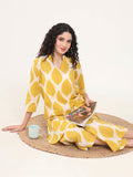 Noe Velarro Yellow Printed Cotton Night Suit