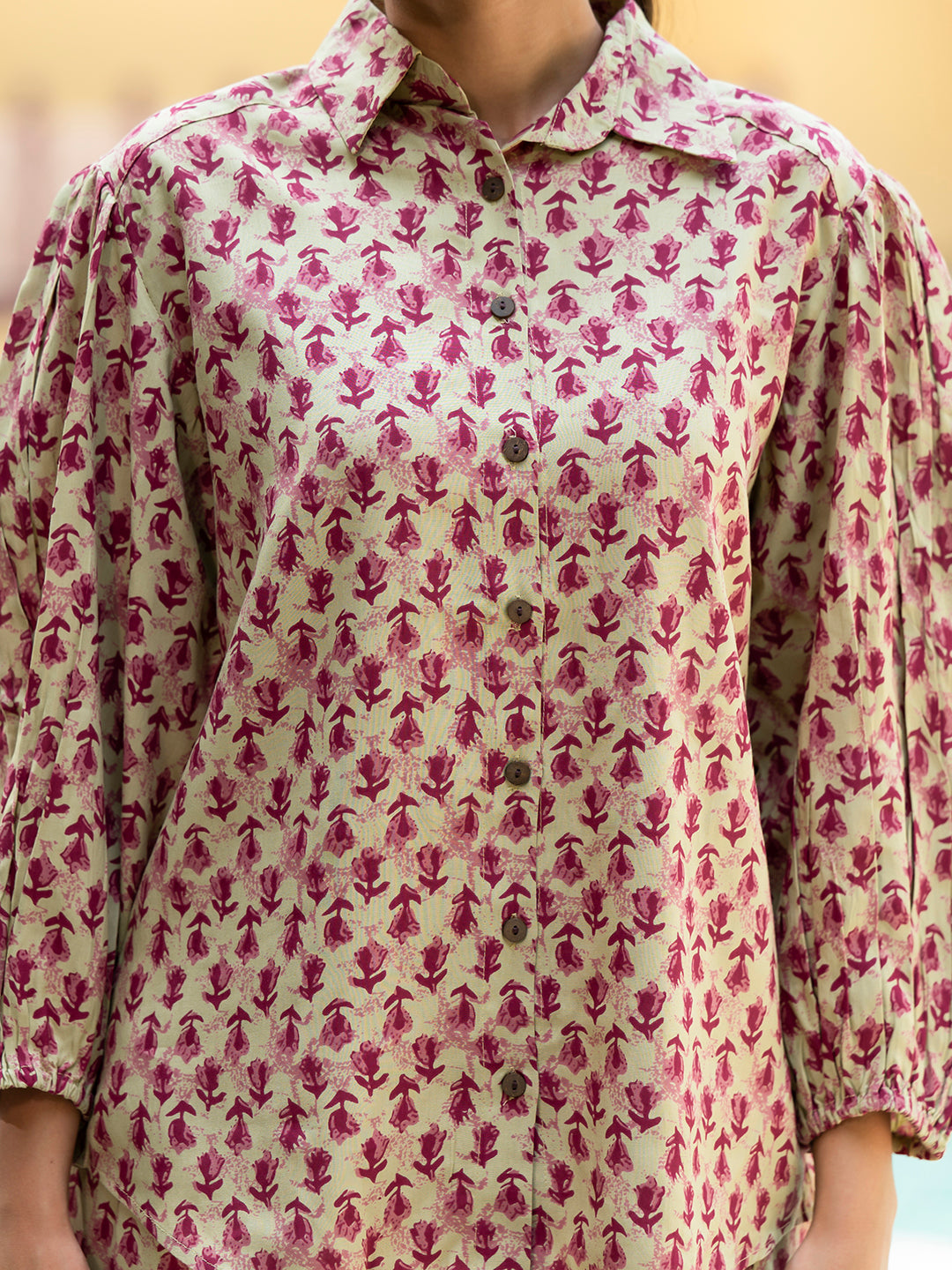Noe Velarro Red Floral Print Pure Cotton Straight Co-ord Set