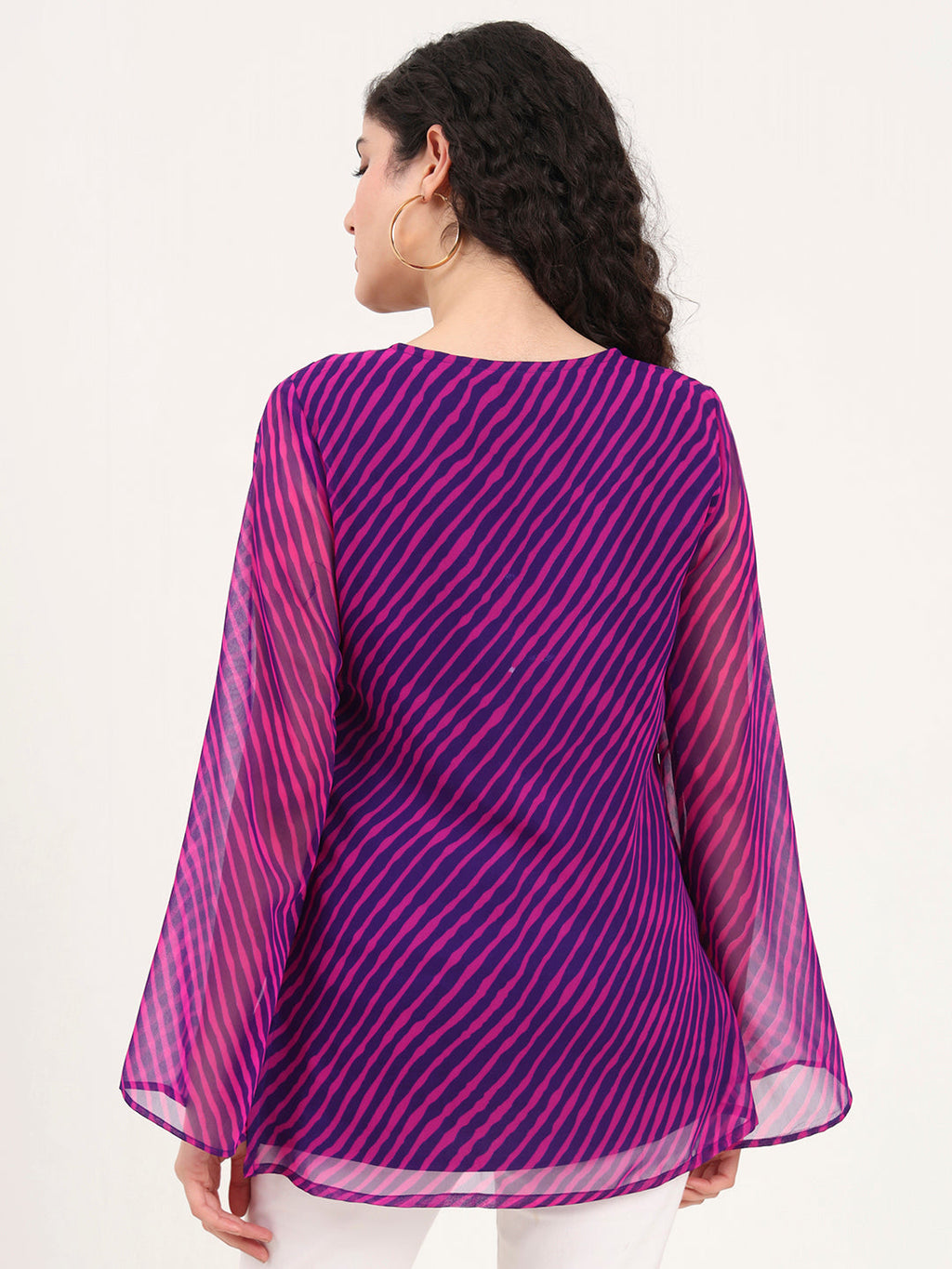 Noe Velarro Purple Leheriya Gotta Patti Work Geogratte V Neck Top