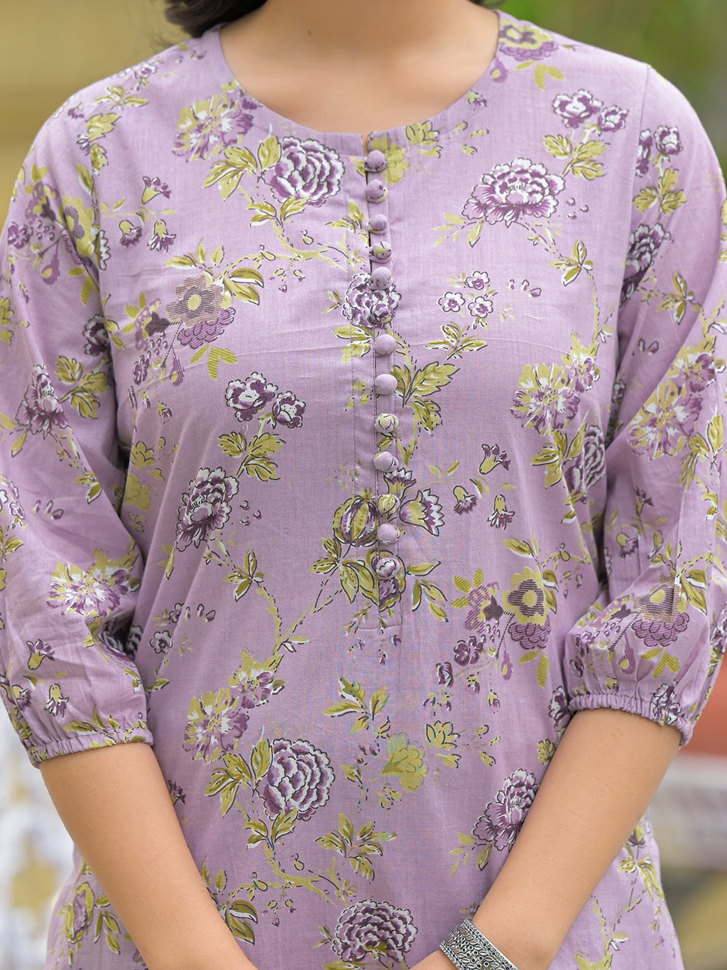Noe Velarro Purple Cotton Printed Kurta haram Pant Sets