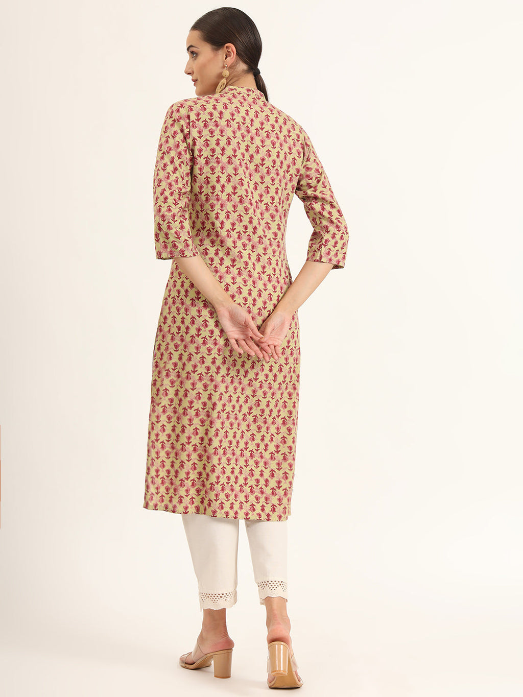 Noe Velarro Red Floral Print Pure Cotton Straight Kurta
