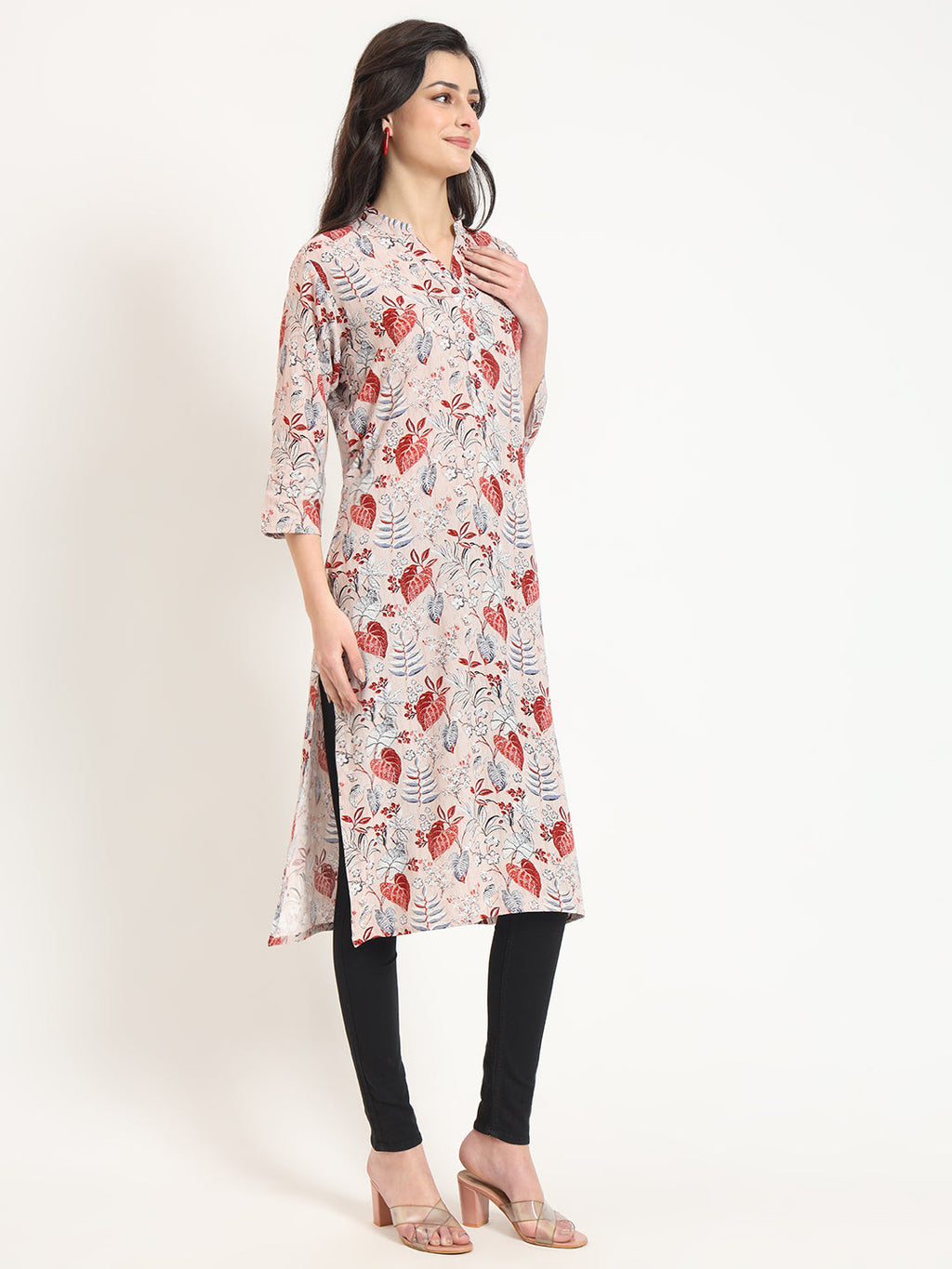 Noe Velarro Multicolour Floral Print Rayon Fabric Straight Kurta