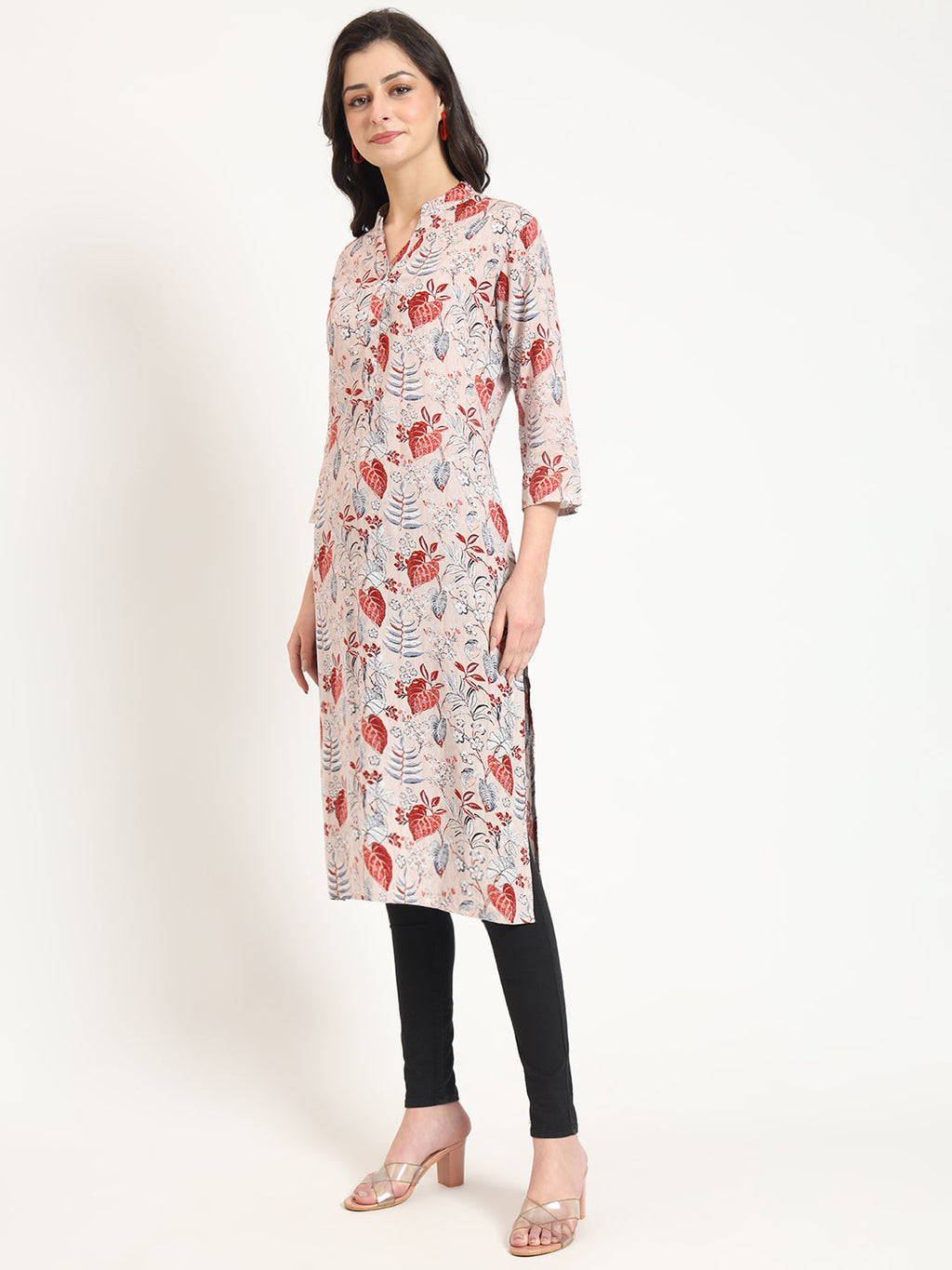 Noe Velarro Multicolour Floral Print Rayon Fabric Straight Kurta