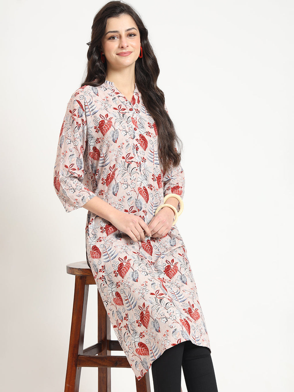 Noe Velarro Multicolour Floral Print Rayon Fabric Straight Kurta