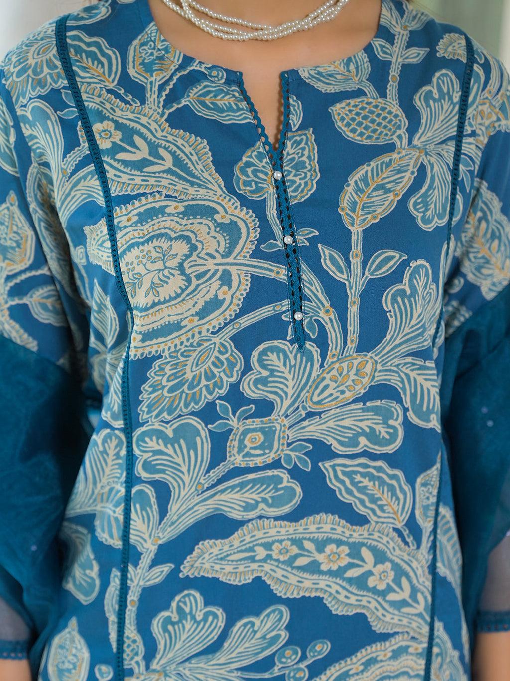 Noe Velarro Blue Rayon Floral Printed Kurta Pant with Dupatta