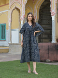 Noe Velarro Black & White Floral Print Kaftan