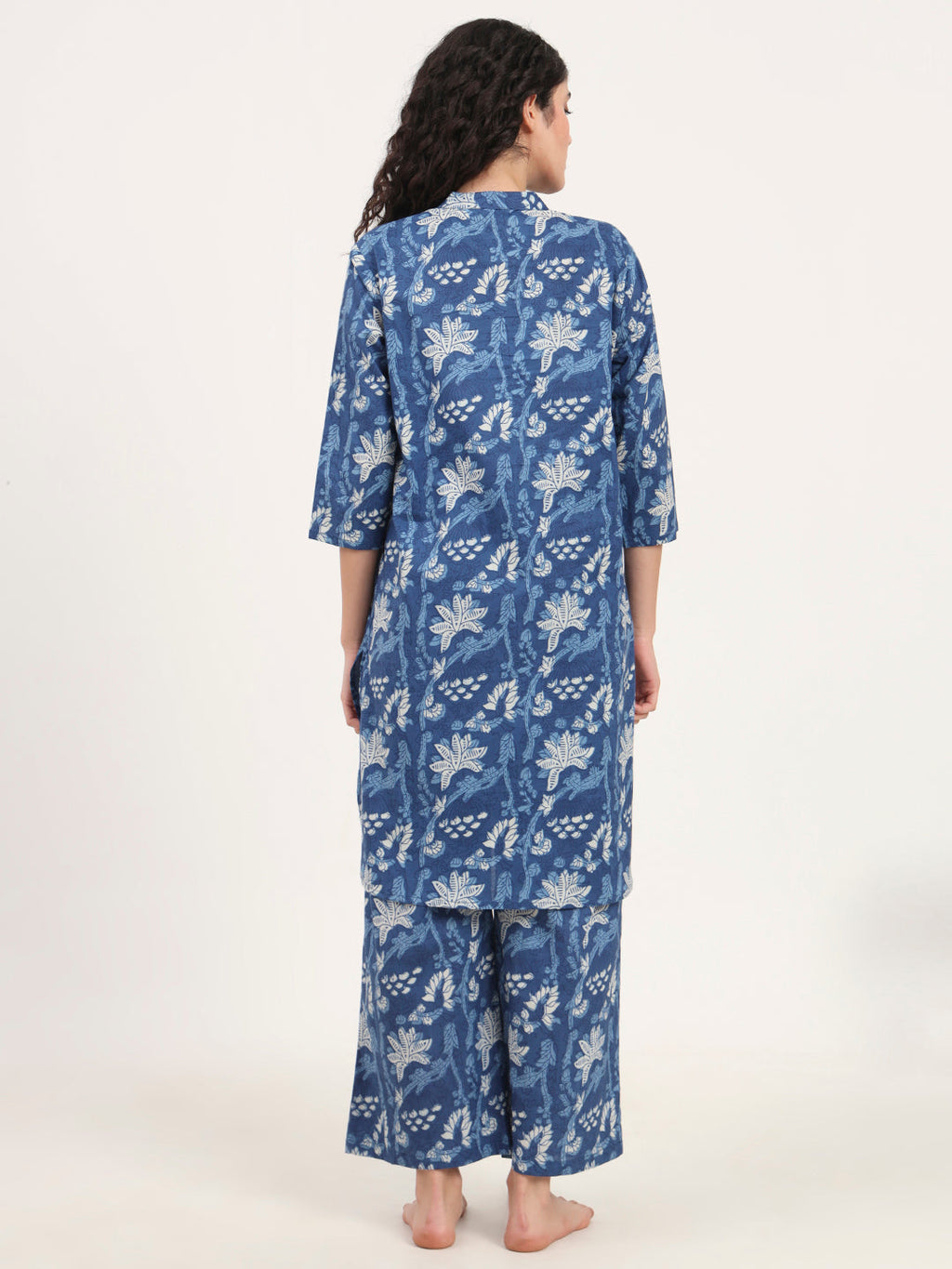 Noe Velarro Indigo Blue cotton Night Suit Set for women