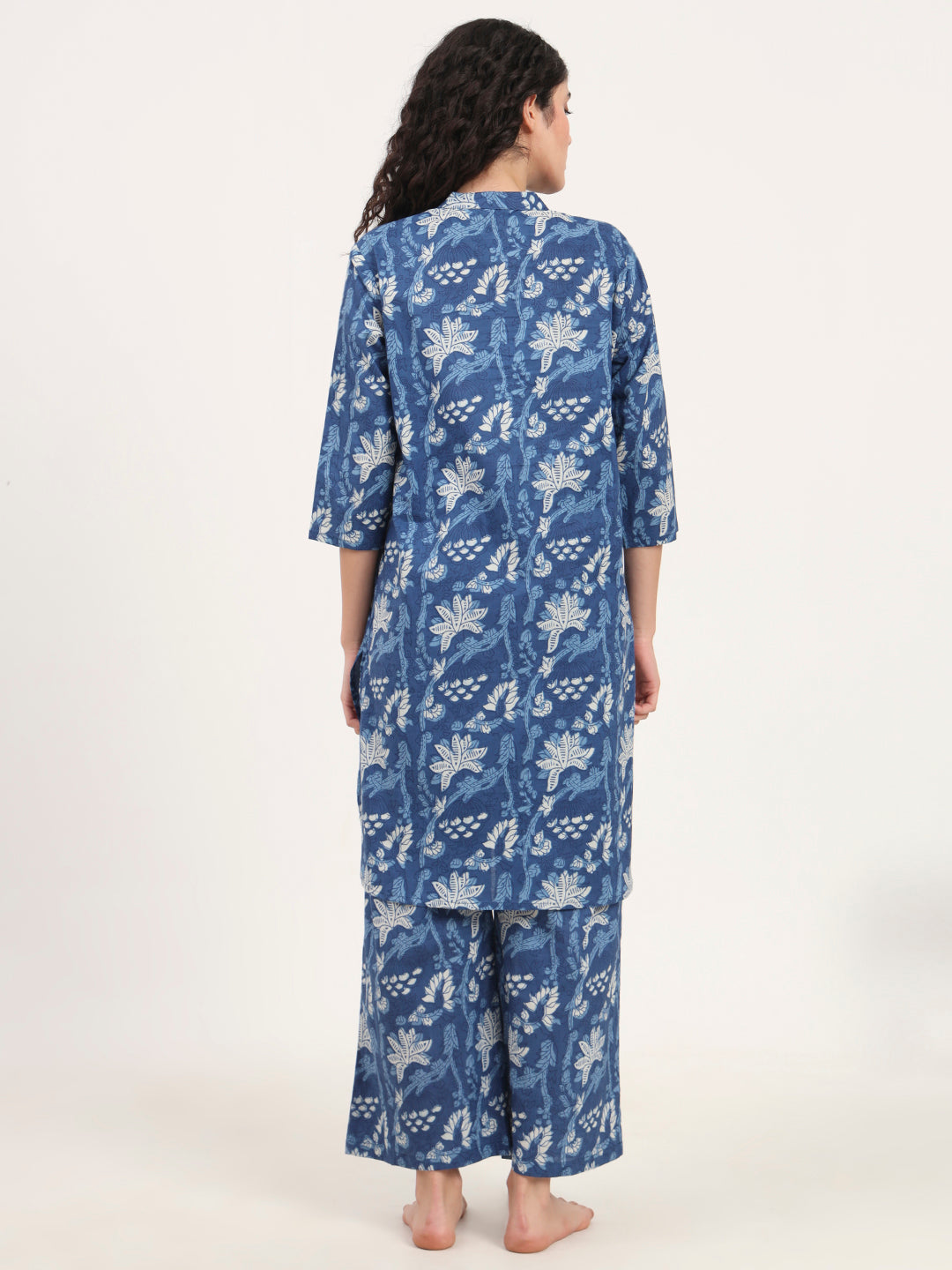 Noe Velarro Indigo Blue cotton Night Suit Set for women
