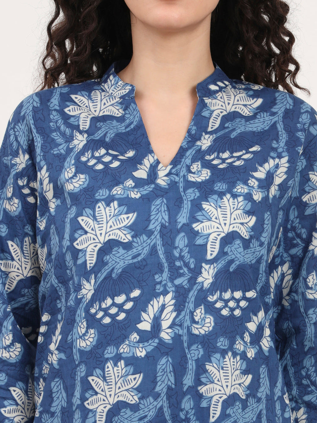 Noe Velarro Indigo Blue cotton Night Suit Set for women