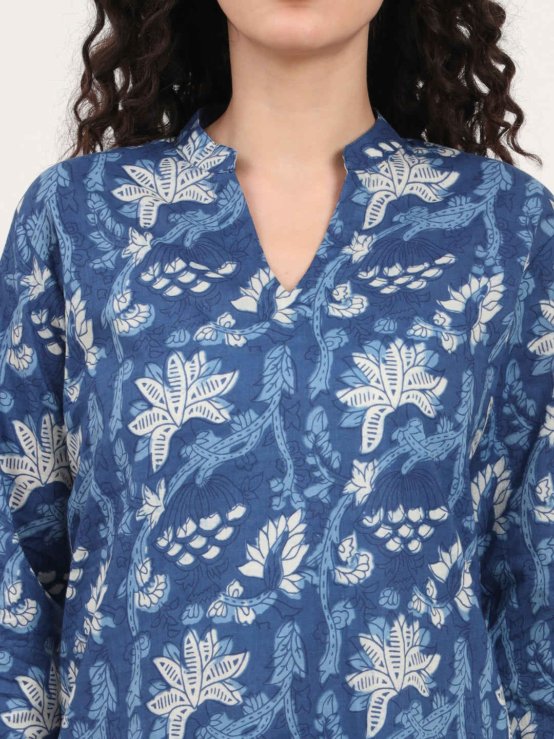 Noe Velarro Indigo Blue cotton Night Suit Set for women