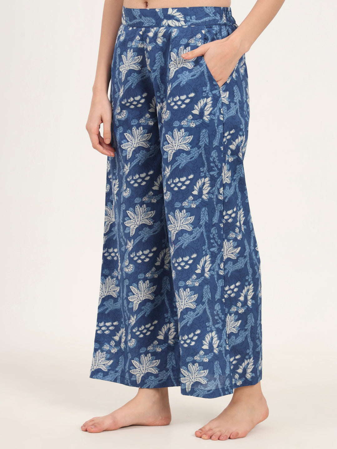 Noe Velarro Indigo Blue cotton Night Suit Set for women