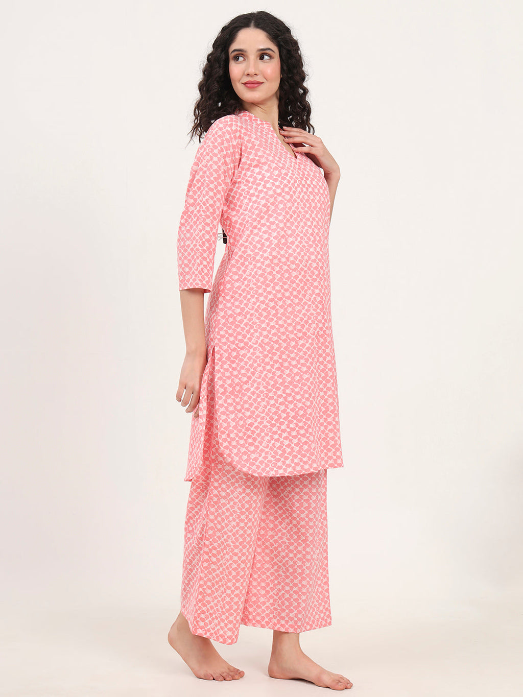 Noe Velarro Light Pink Cotton Night Suit Set for women